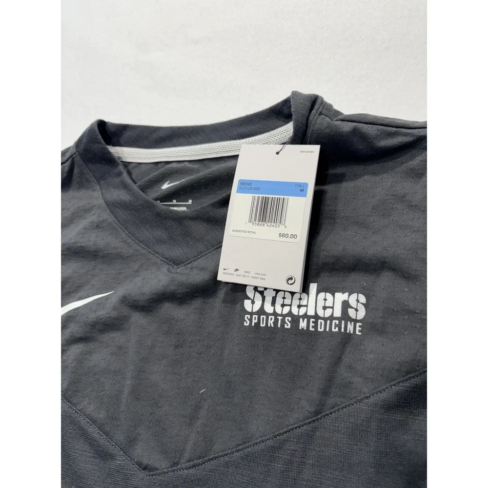 Pittsburgh Steelers Shirt Mens Medium Gray NFL Football Nike Dri Fit Long Sleeve